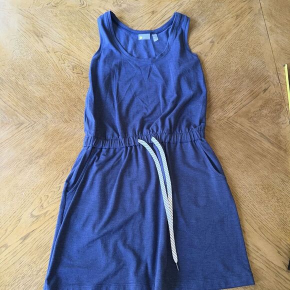 Zella Gwen Ponte Knit Blue light navy  soft Tank Tie waste Dress Sz XS Nordstrom - Picture 3 of 8